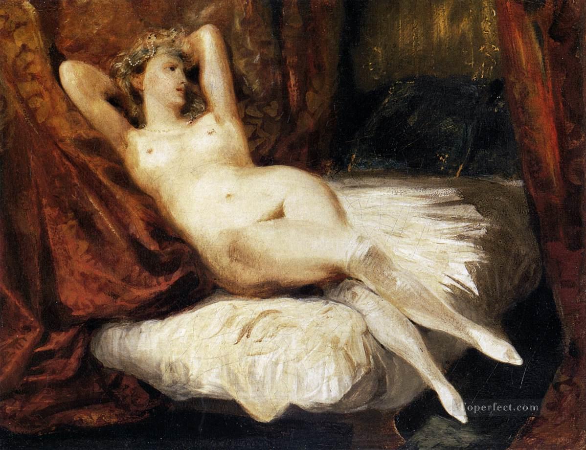 Desnudo femenino recostado en un diván Romántico Eugene Delacroix Pintura al óleo